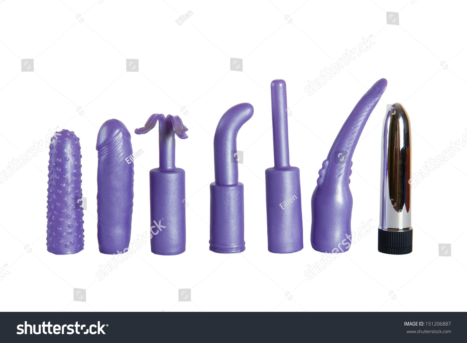 Purple Sex Toys For Woman Vibrator And Caps Isolated On A White