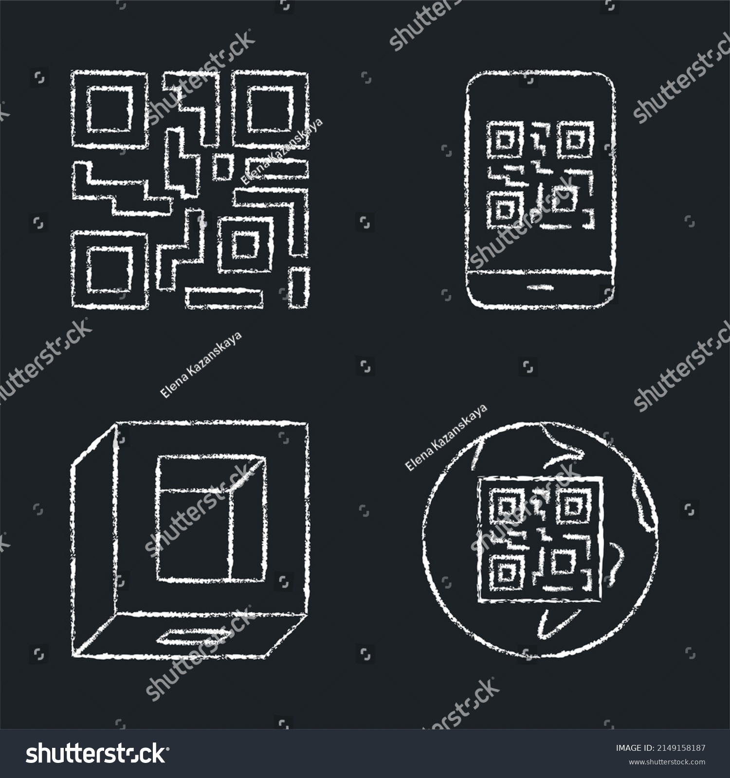 Qr Codes Qrcode Scanner Icon Set Stock Illustration