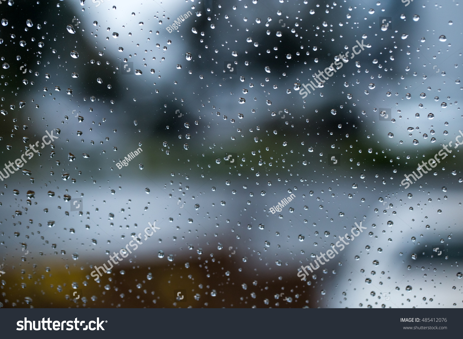 Raindrops On Windshield Blurred Out Background Stock Photo 485412076