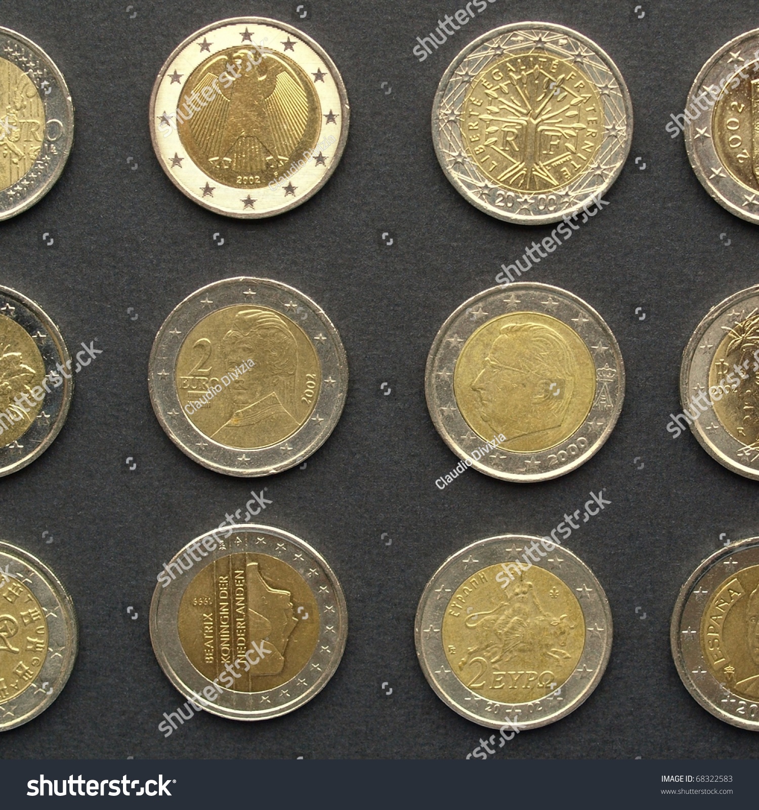 Range Of European 2 Euro Coins From Many Countries Including Germany