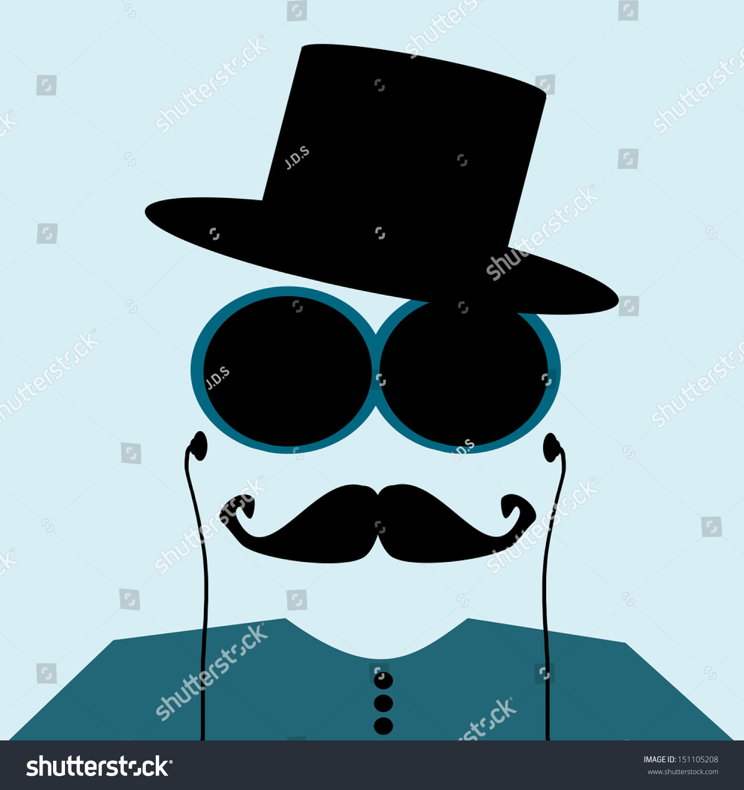 Raster Man With Large Sunglasses And Top Hat Stock Photo 151105208 