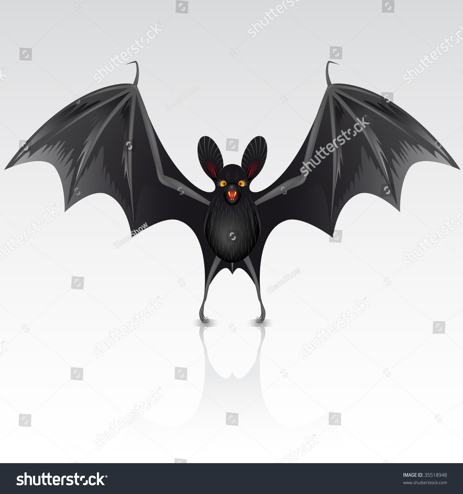 Raster Version Of Vector Black Bat On A White Background - 35518948
