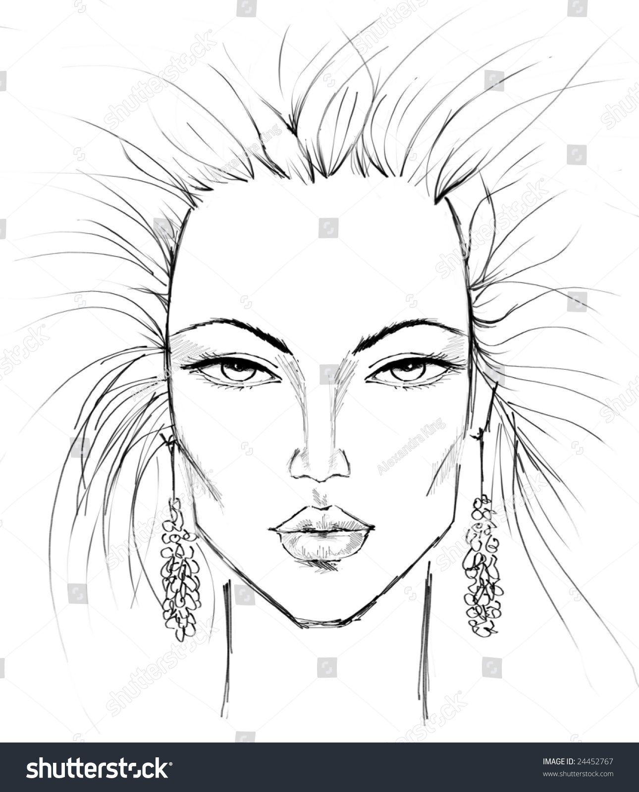 Rather Careless Sketch Of A Female Face Which Can Be A Perfect Template