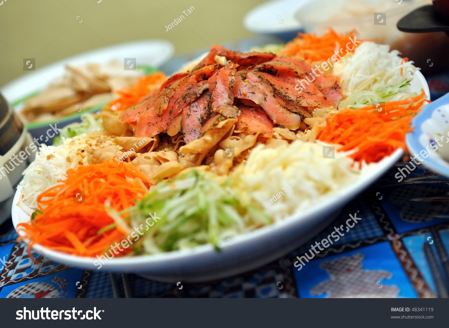 Raw Fish Salad (Know As Lo Hei Or Yu Sheng), A Chinese New Year ...
