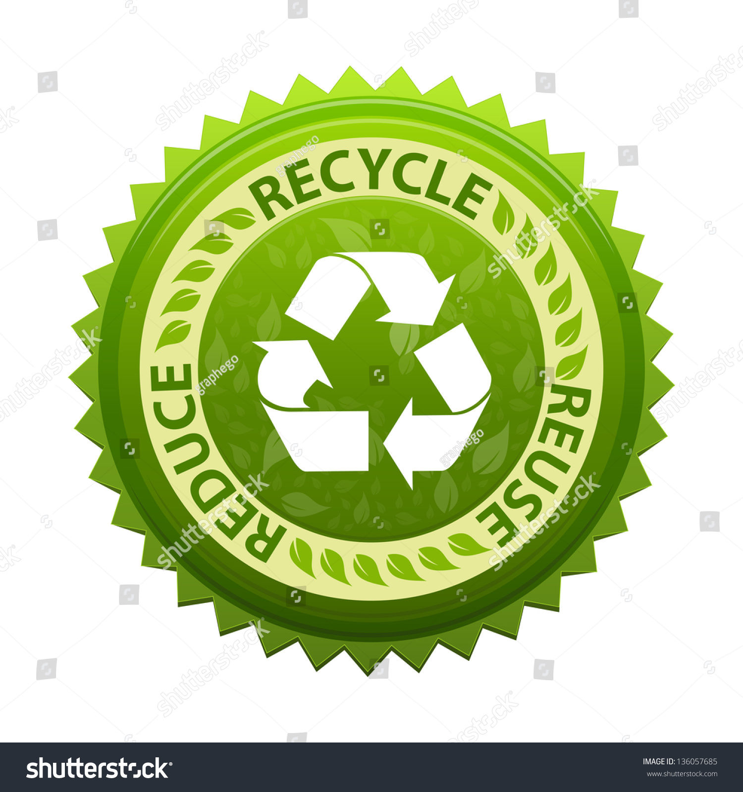 Recycle Green Emblem Or Symbol With Text Recycle, Reuse, Reduce - Icon ...