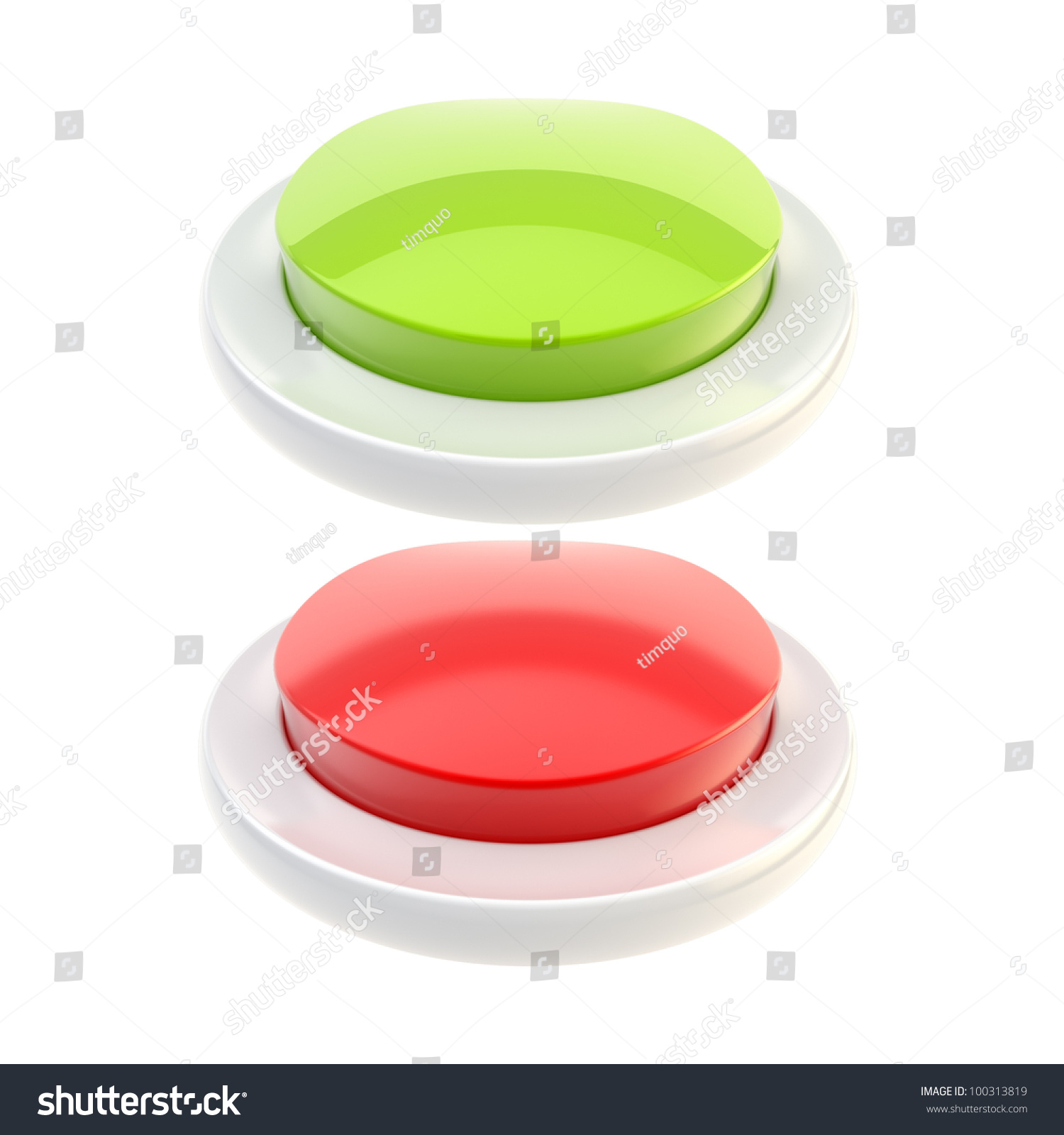 Red And Green Glossy Buttons Isolated On White Stock Photo 100313819 