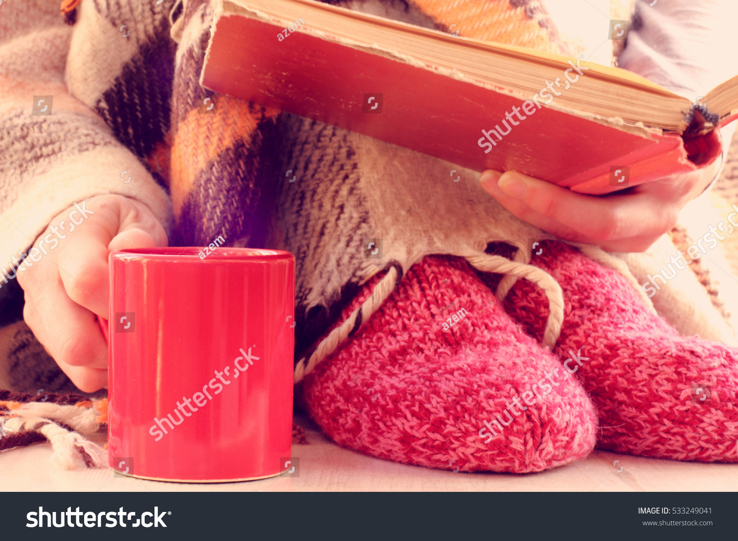 red book a cup and socks in cozy warming home environment self on winter vacation red book a cup and socks in cozy warming home environment self on winter vacation