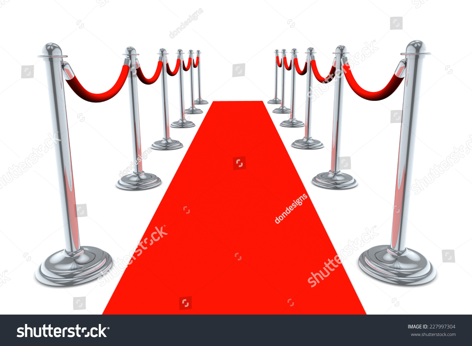 Red Carpet Walk Way Isolated On White Background Stock Photo 227997304