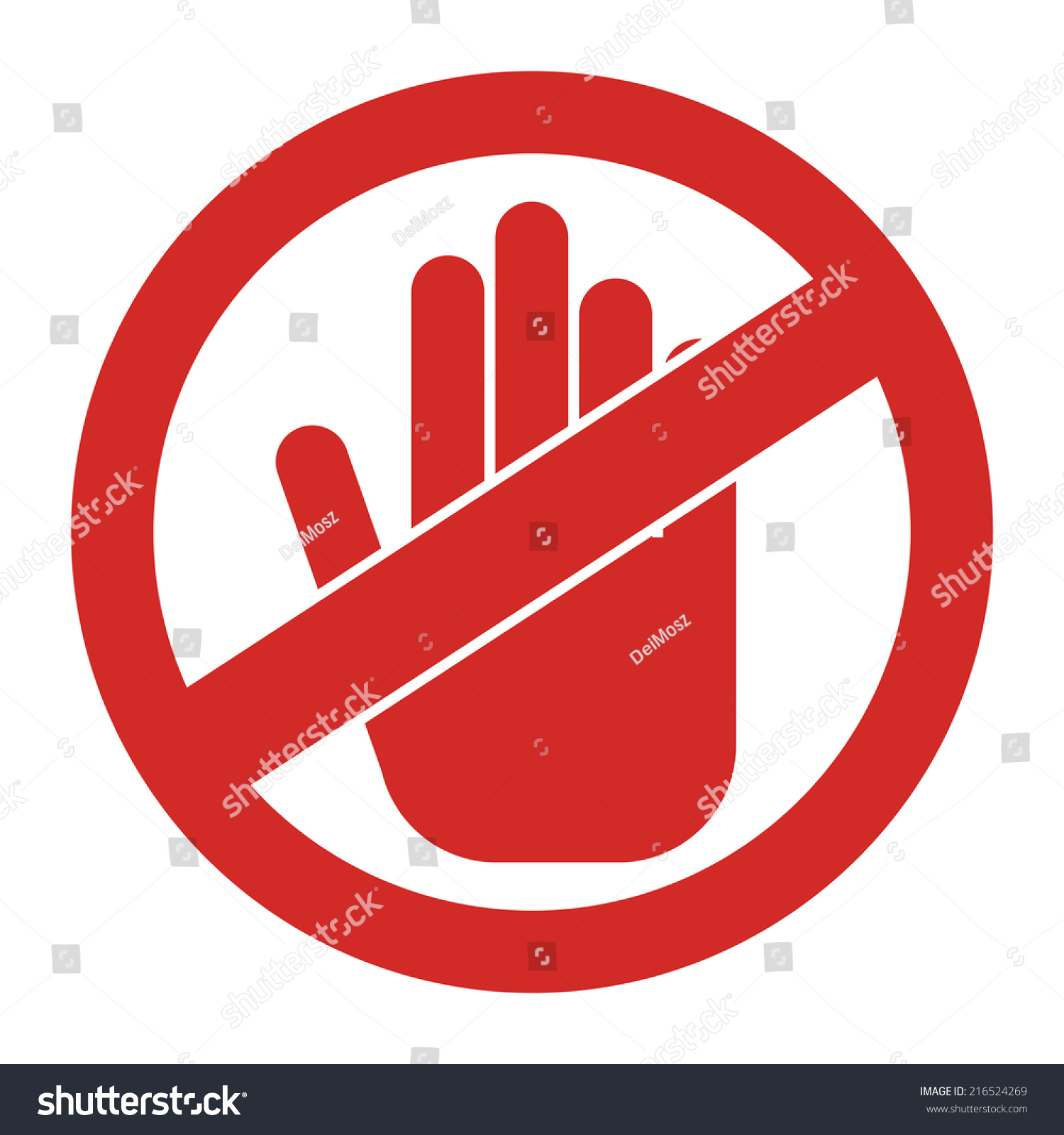 Red Circle No Entry, Do Not Touch Prohibited   Royalty Free Stock Photo