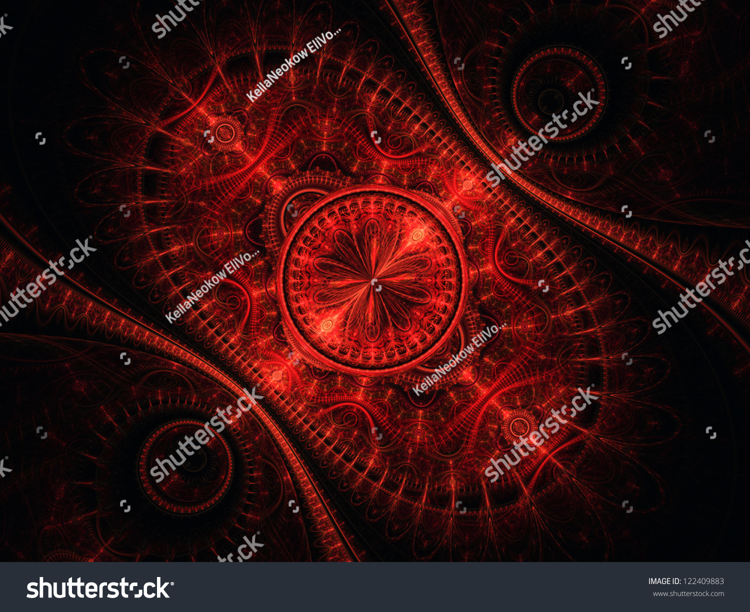 Red Clockwork Pattern Time Machine Digital Stock Illustration 122409883