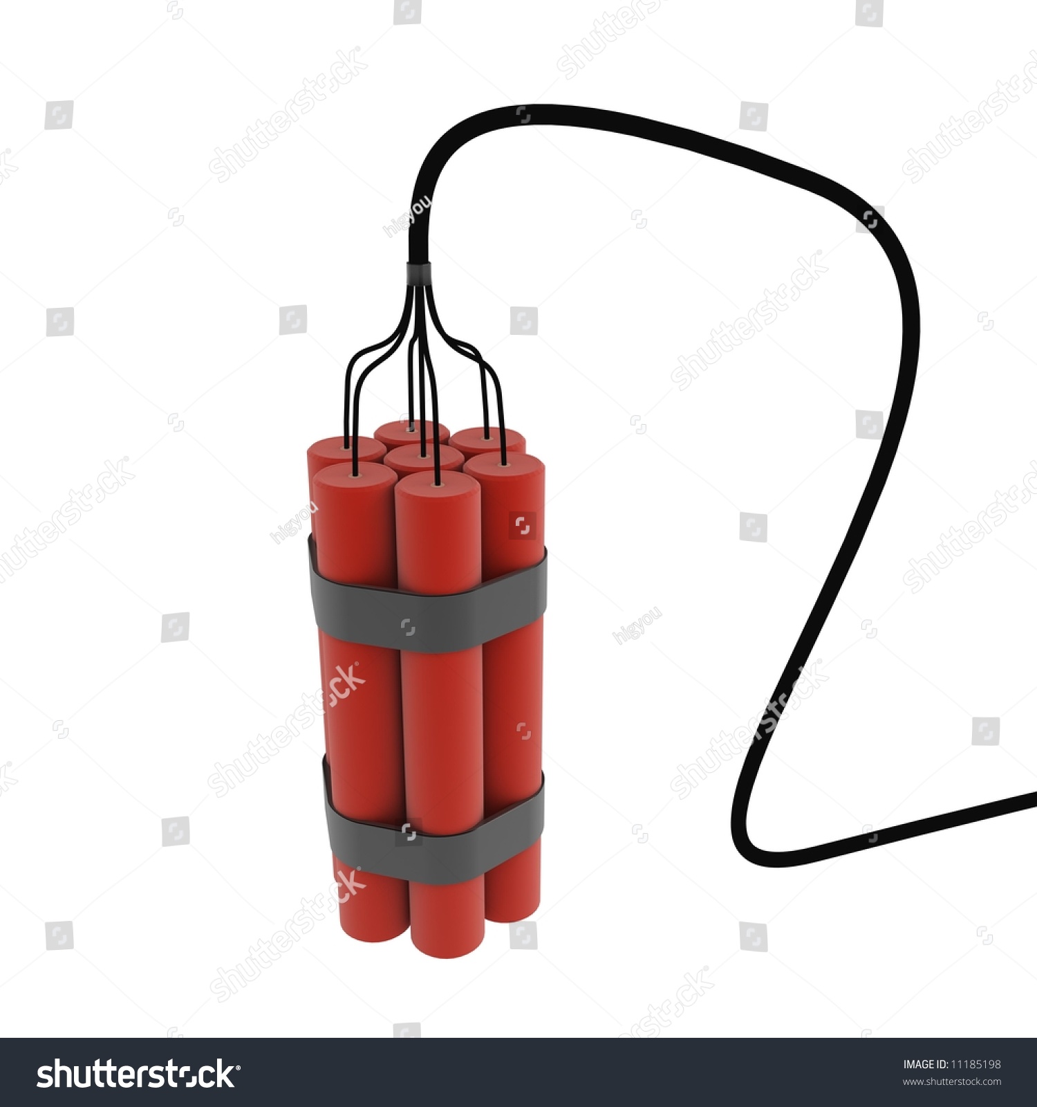 Red 3d Cartoon Explosive, Over White, Isolated Stock Photo 11185198