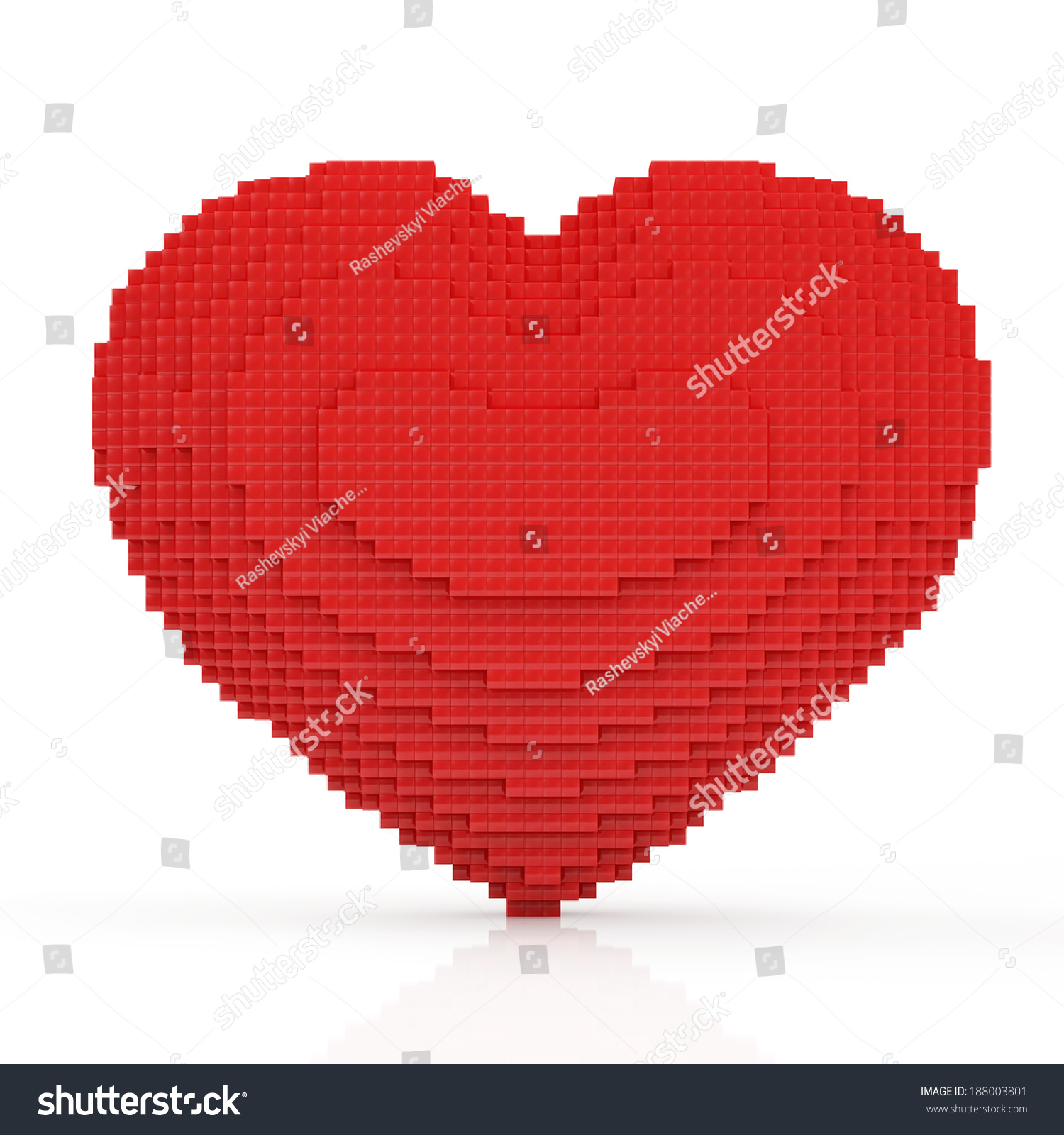 Red Heart In Pixel Style Isolated On White Background Stock Photo