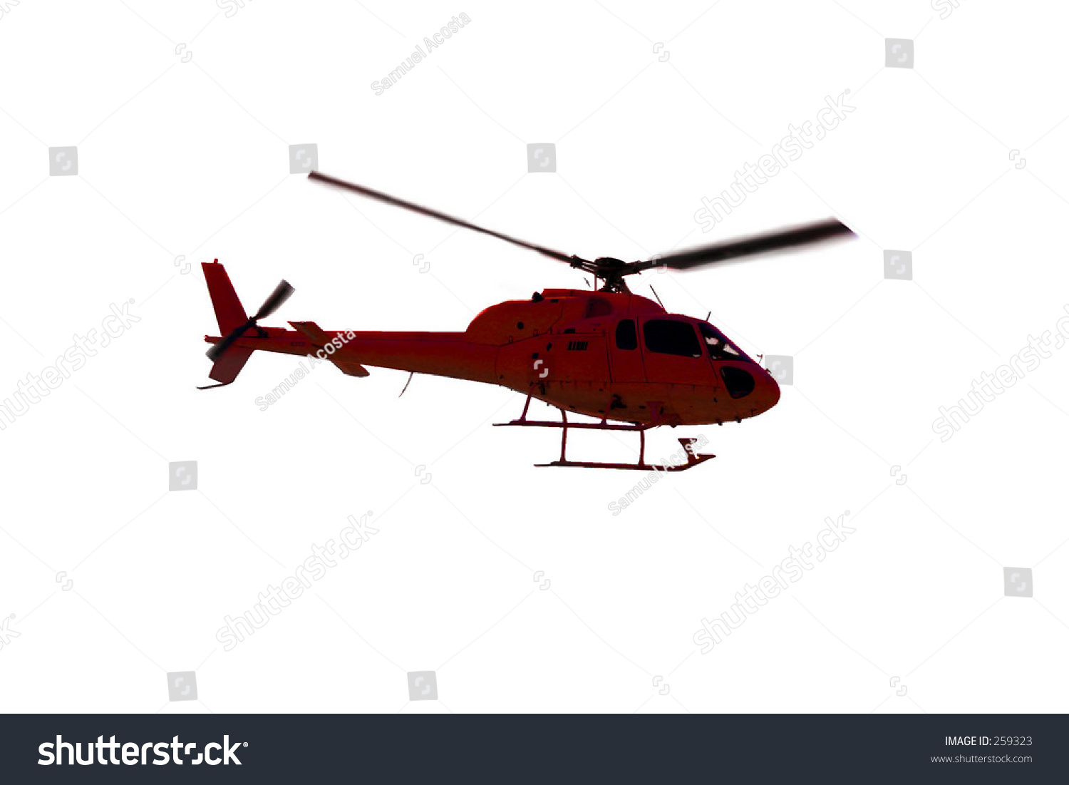 Red Helicopter In The Air Over A Pure White Background. Stock Photo ...