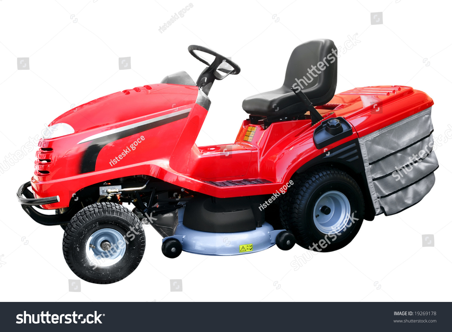 red lawn tractor