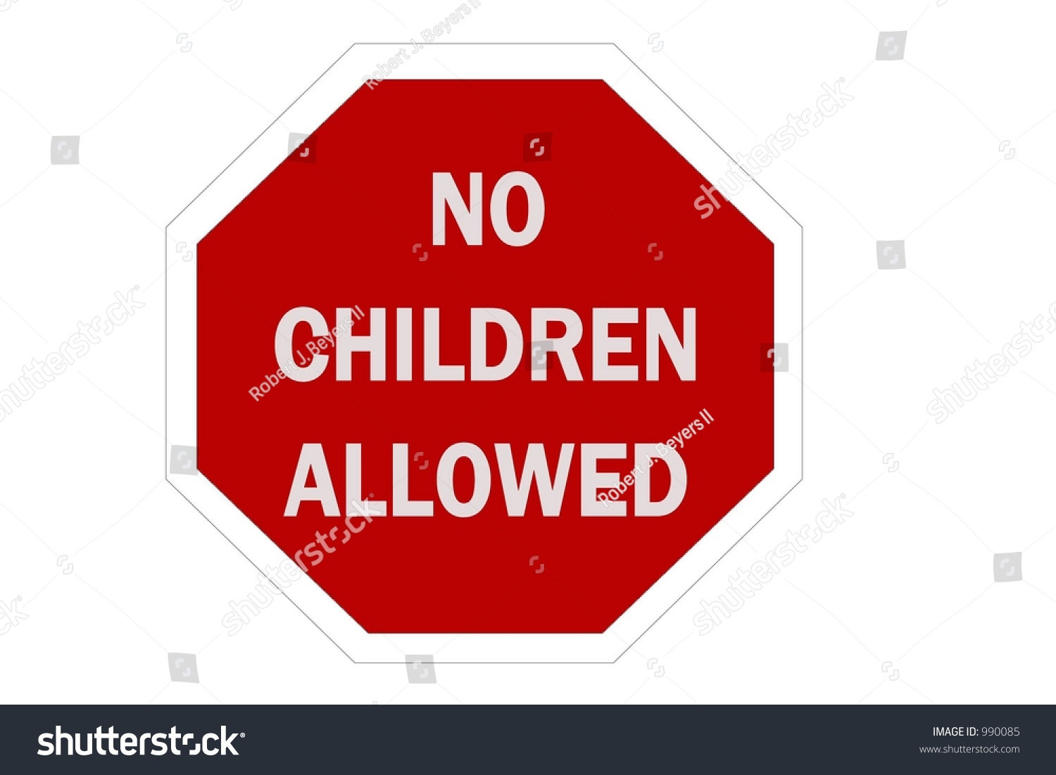 Red Octagon Sign With A Message Of "No Children Allowed" Isolated On A