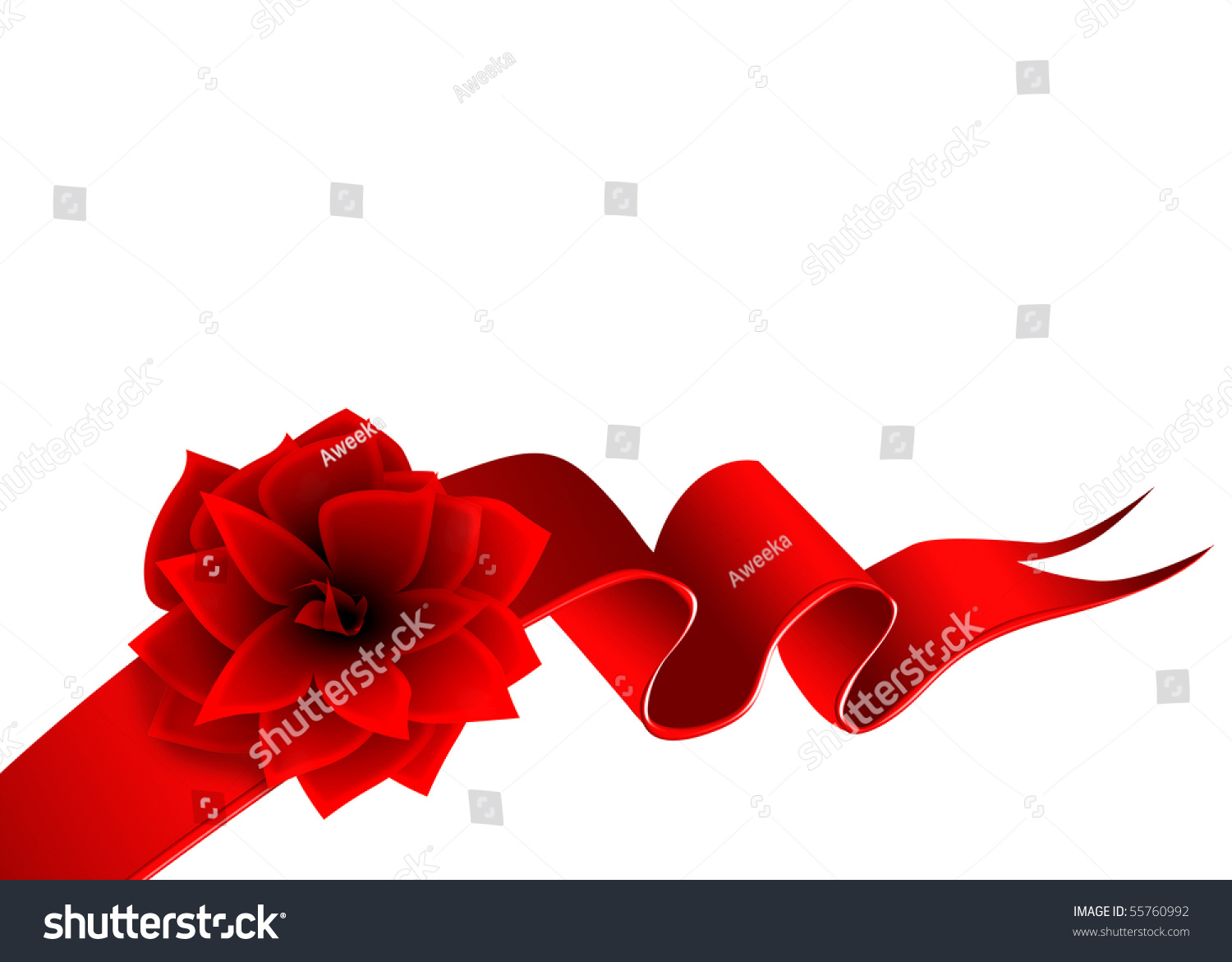 Red Ribbon With Flower Background Stock Photo 55760992 : Shutterstock