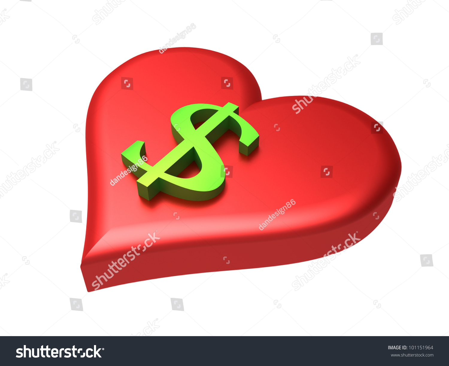 Rendering Of Heart With The Dollar Symbol Stock Photo 101151964