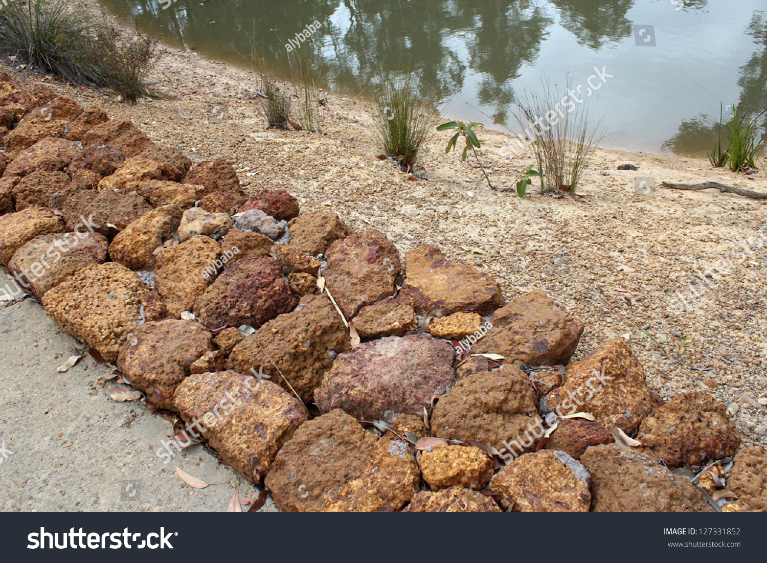 retaining wall large gravel stones crooked stock photo retaining wall large gravel stones crooked stock photo