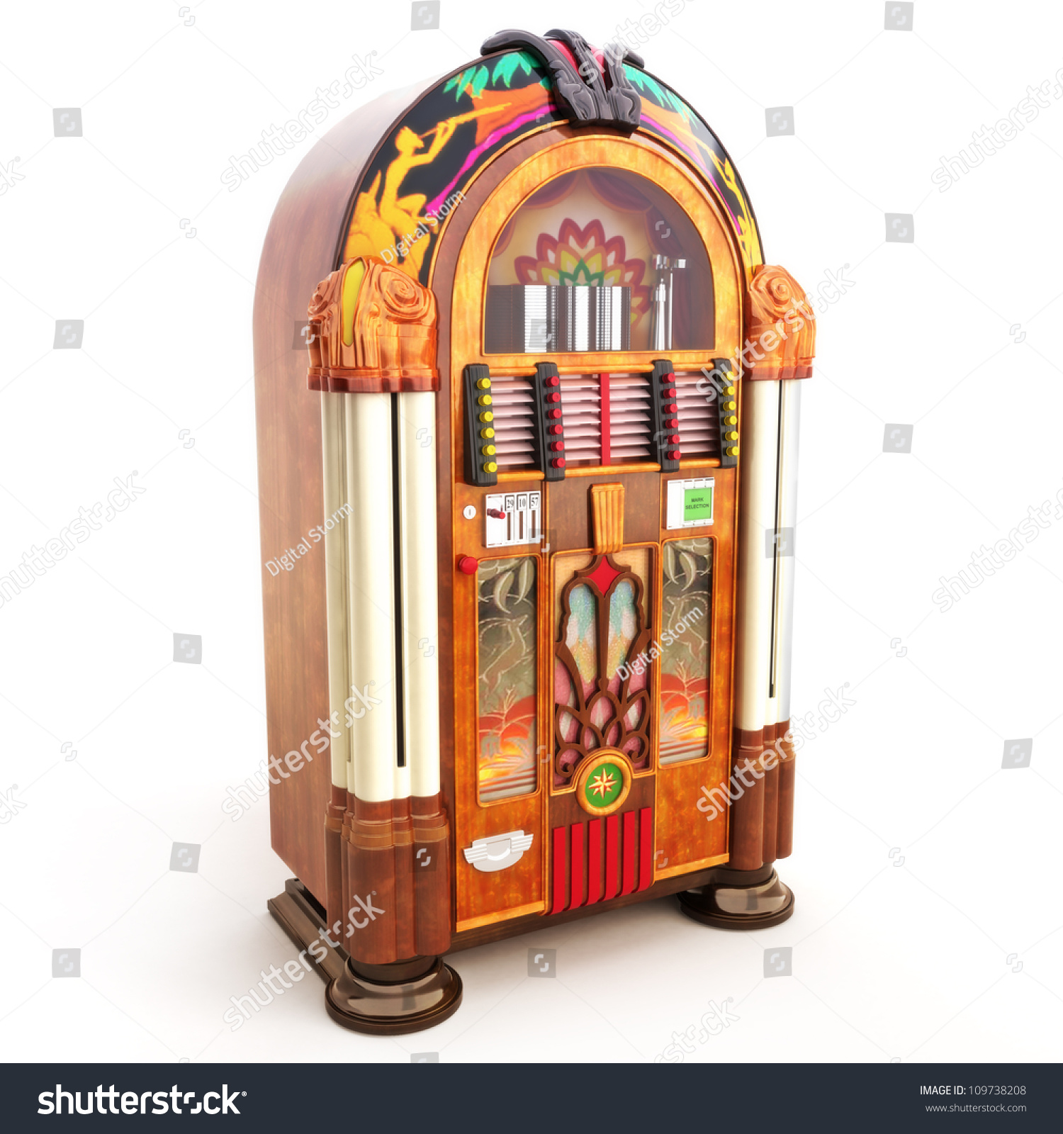 Retro Vintage Jukebox On White Background3d Stock Illustration