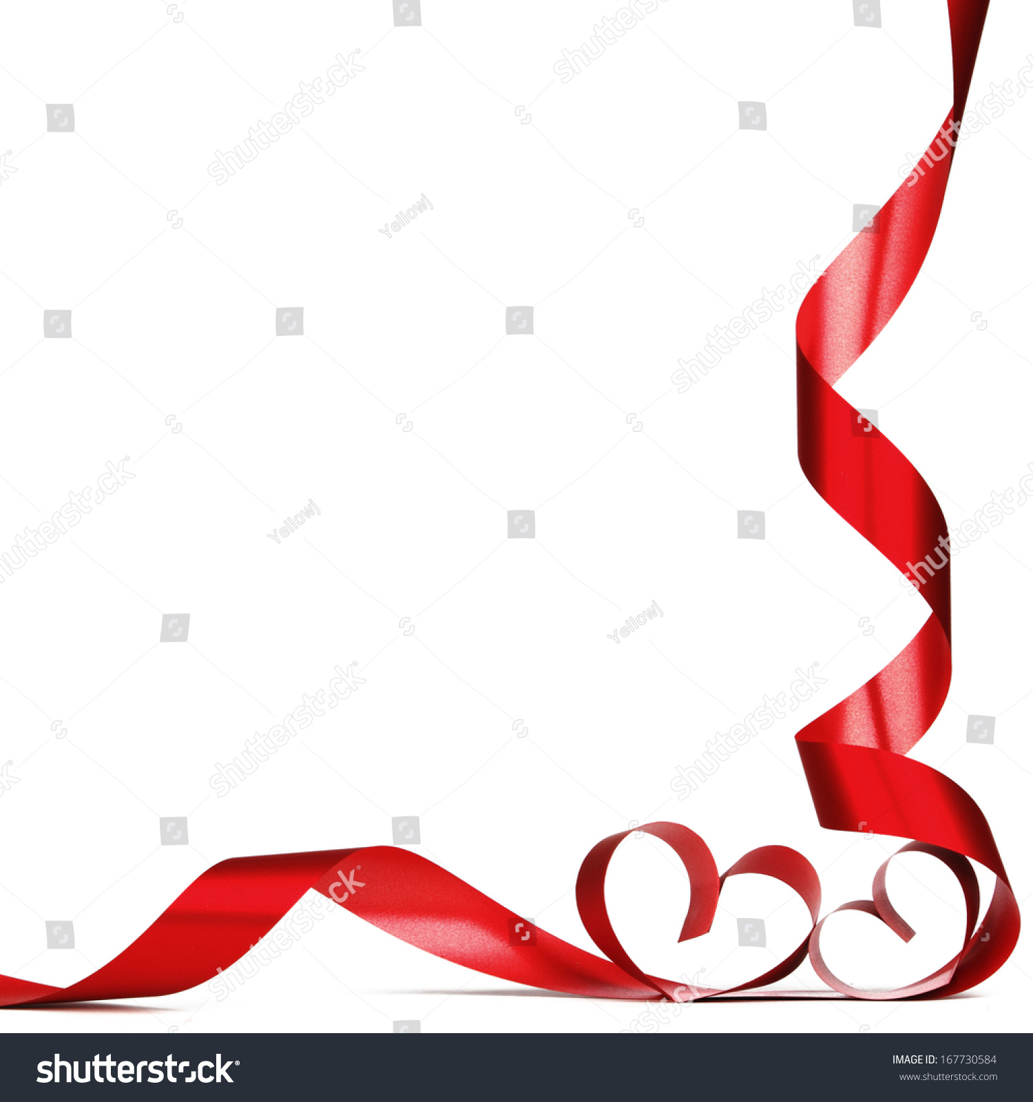 Ribbons Shaped As Hearts On White, Valentines Day Concept Stock Photo