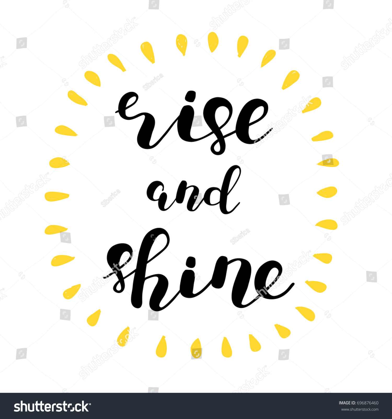 Rise Shine Brush Hand Lettering Inspiring Stock Illustration 696876460