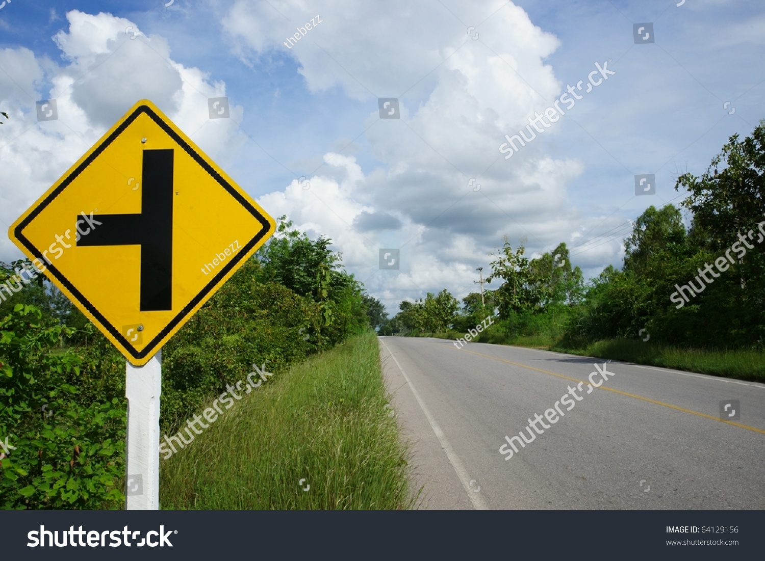 Road Sign Junction Ahead Stock Photo 64129156 Shutterstock