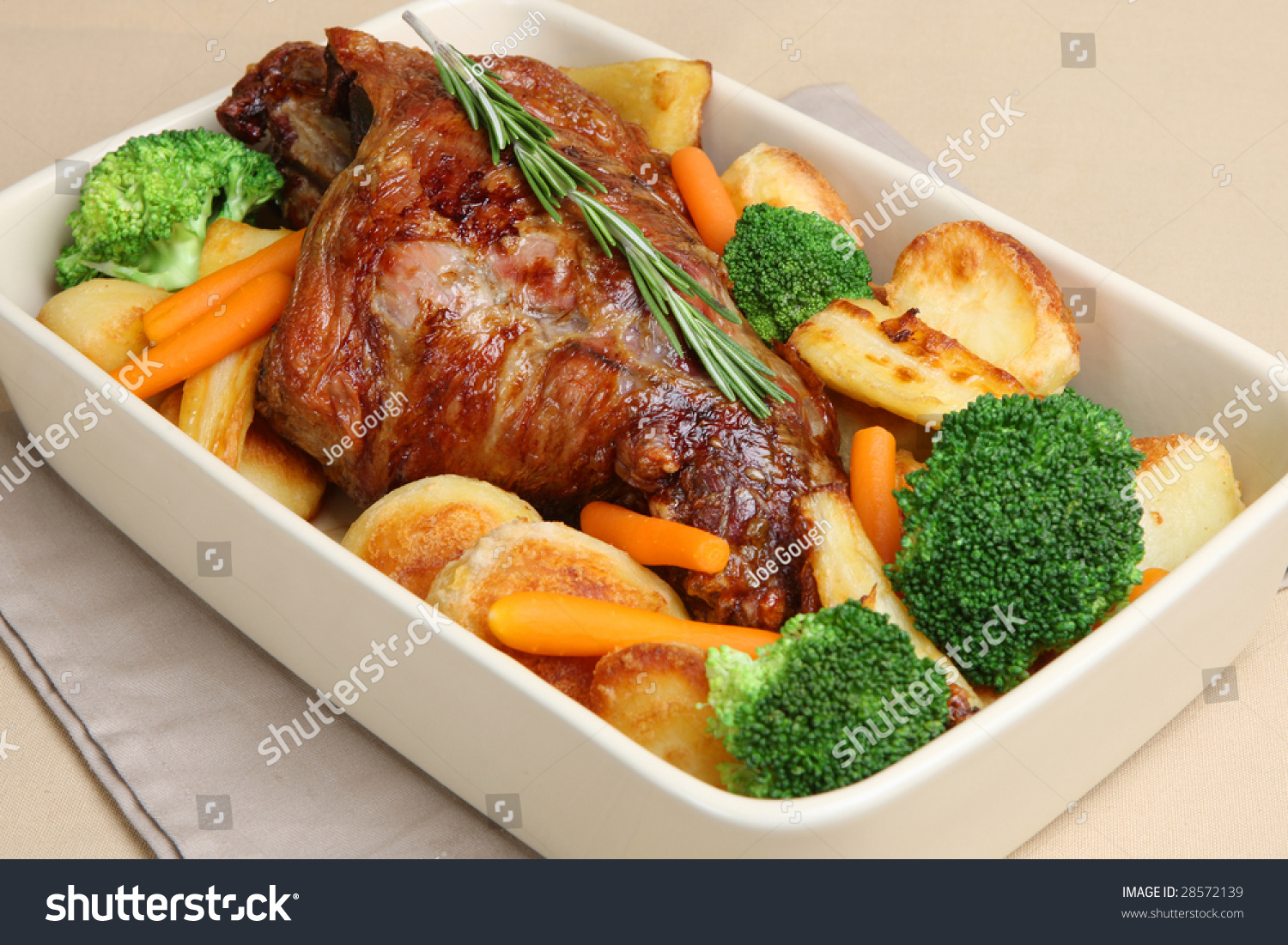 Roast Leg Of Lamb With Vegetables Stock Photo 28572139 Shutterstock