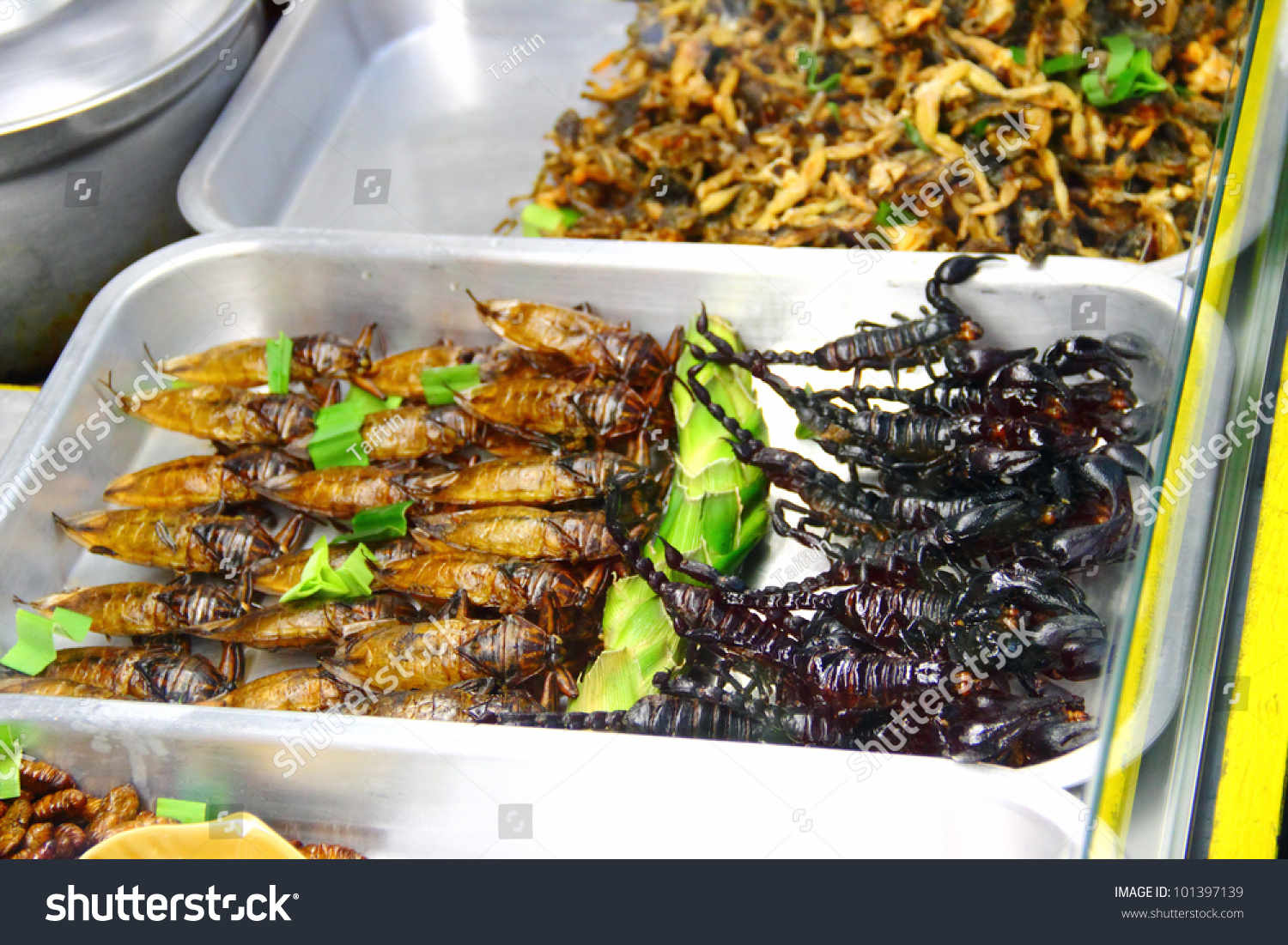 Roasted Scorpions And Water Bugs As Snack Food In Thailand Stock Photo Shutterstock