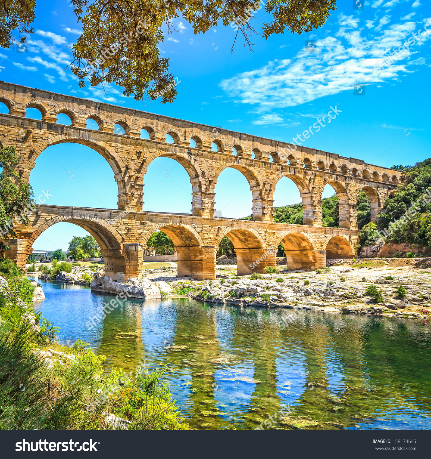 Roman Aqueduct Pont Du Gard, Unesco World Heritage Site. Located Near ...