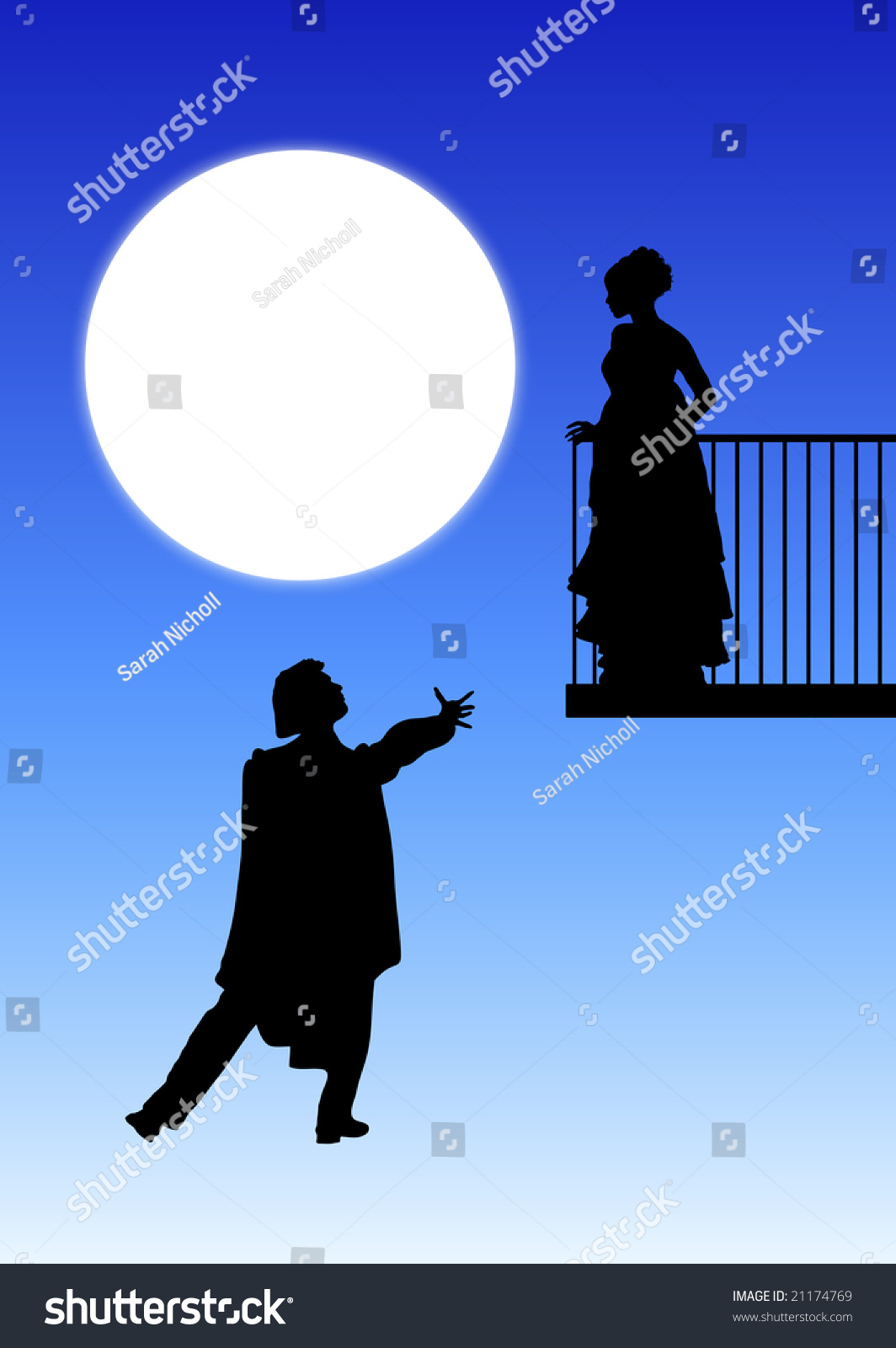 Romeo Juliet Balcony Scene Stock Illustration 21174769 Shutterstock