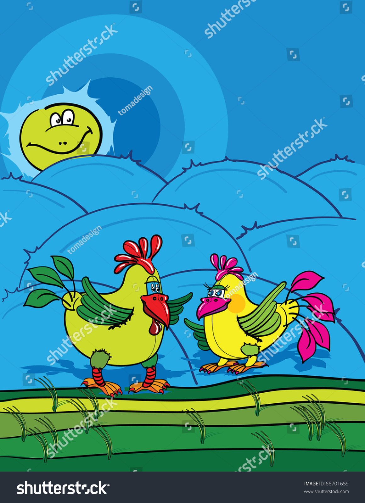 Rooster Fight, Abstract Cartoon; Art Illustration - 66701659 : Shutterstock