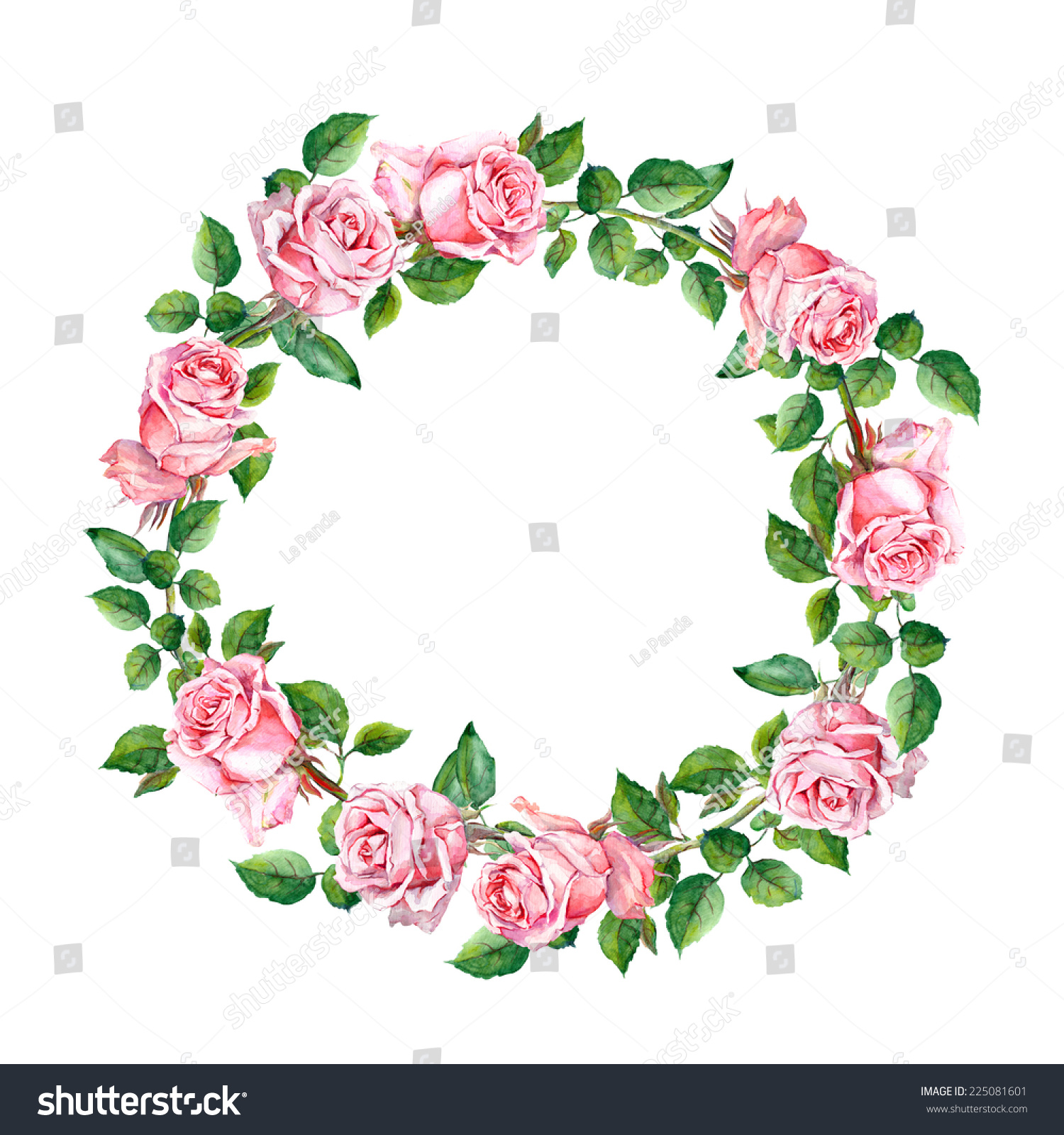 Rose Flower Wreath Floral Circle Border Stock Illustration ...