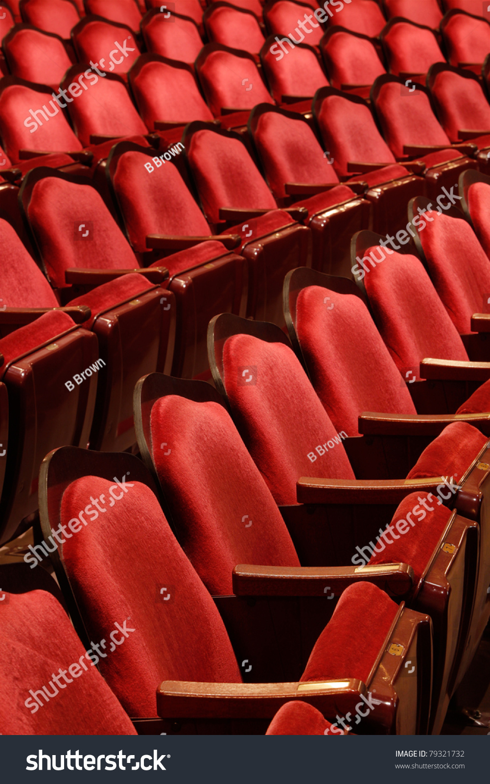 Rows Of Red Velvet Theater Seats In An Old Vaudeville Style Theater Stock Photo