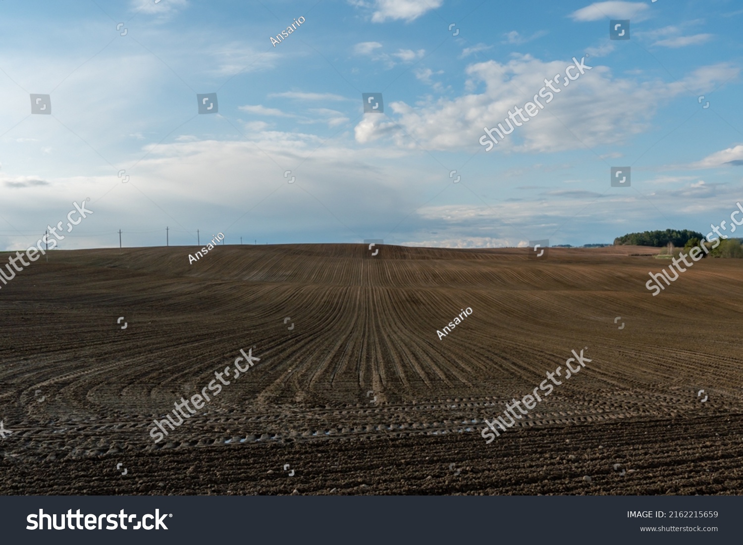 Rows Soil Before Planting Drawing Furrows Stock Photo 2162215659