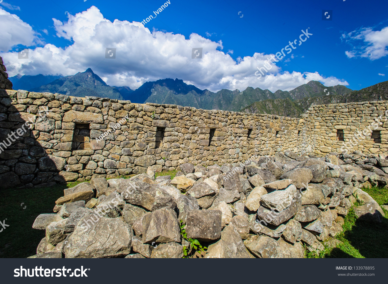 Ruins Machu Picchu Located 2430 Metres Stock Photo ...