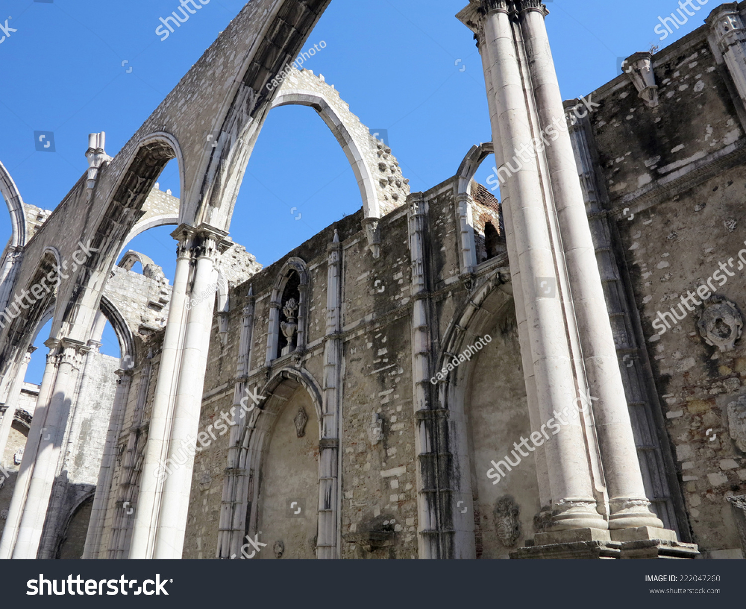 Ruins Of The 14th 15th Century Gothic Church Igreja Do Carmo In Lisbon