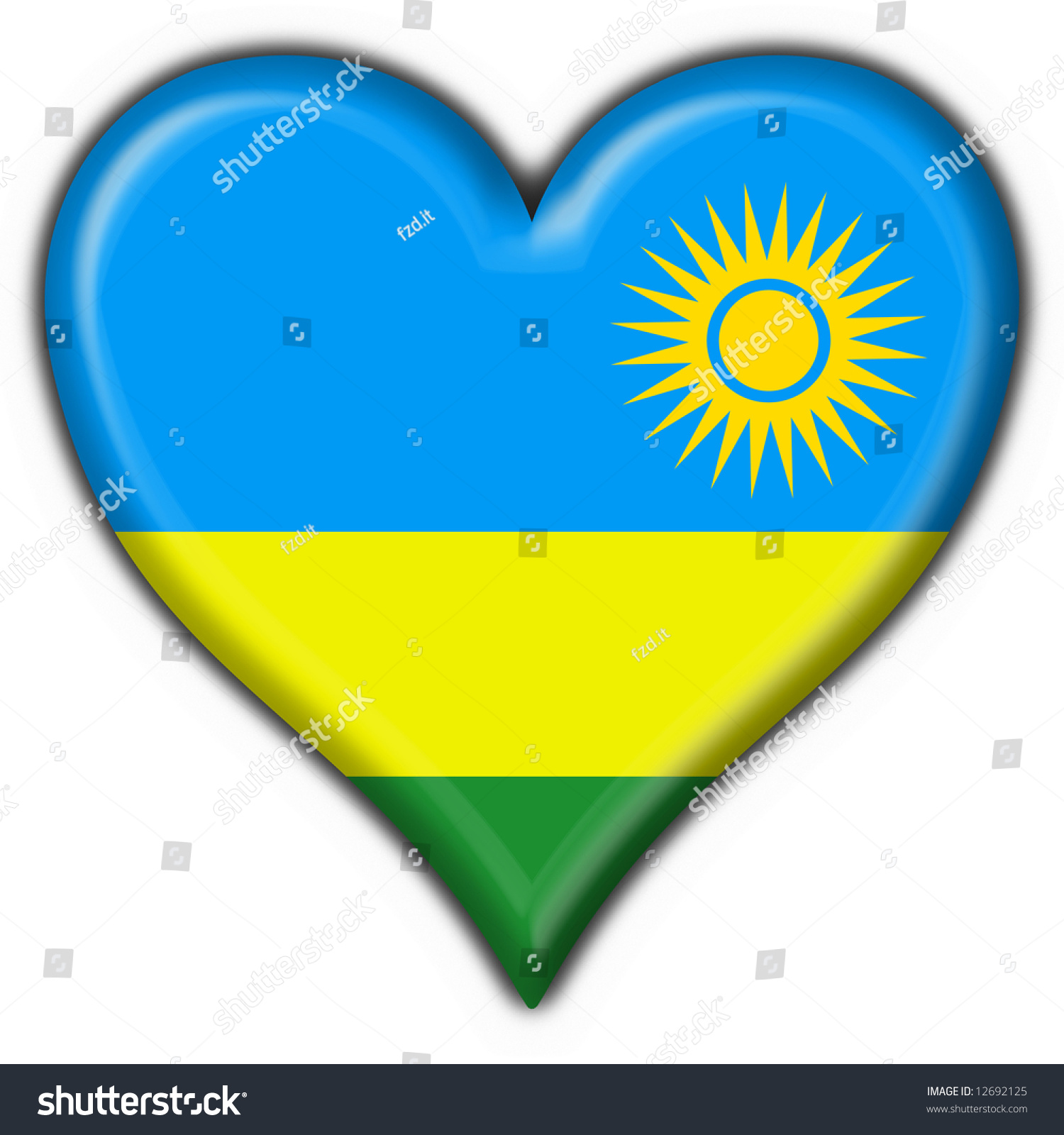 Rwanda Button Flag Shape Rwanda Button Flag Shape Stock Photo 12692125