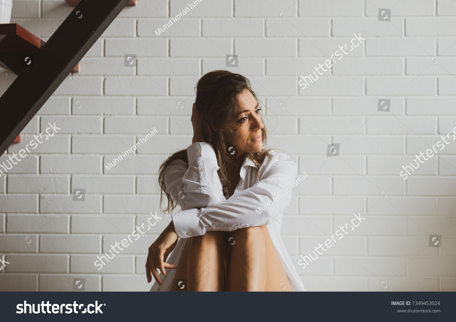 Sad Depressed Caucasian Lady Semi Nude Shutterstock