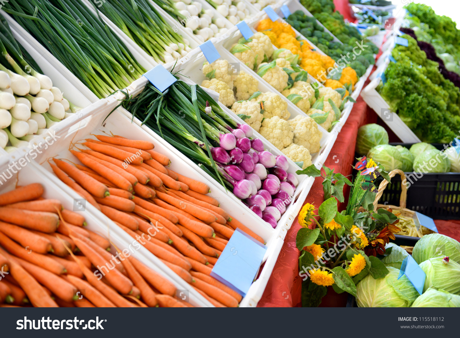 Sale Of Fresh Vegetables In The Grocery Store Stock Photo 115518112