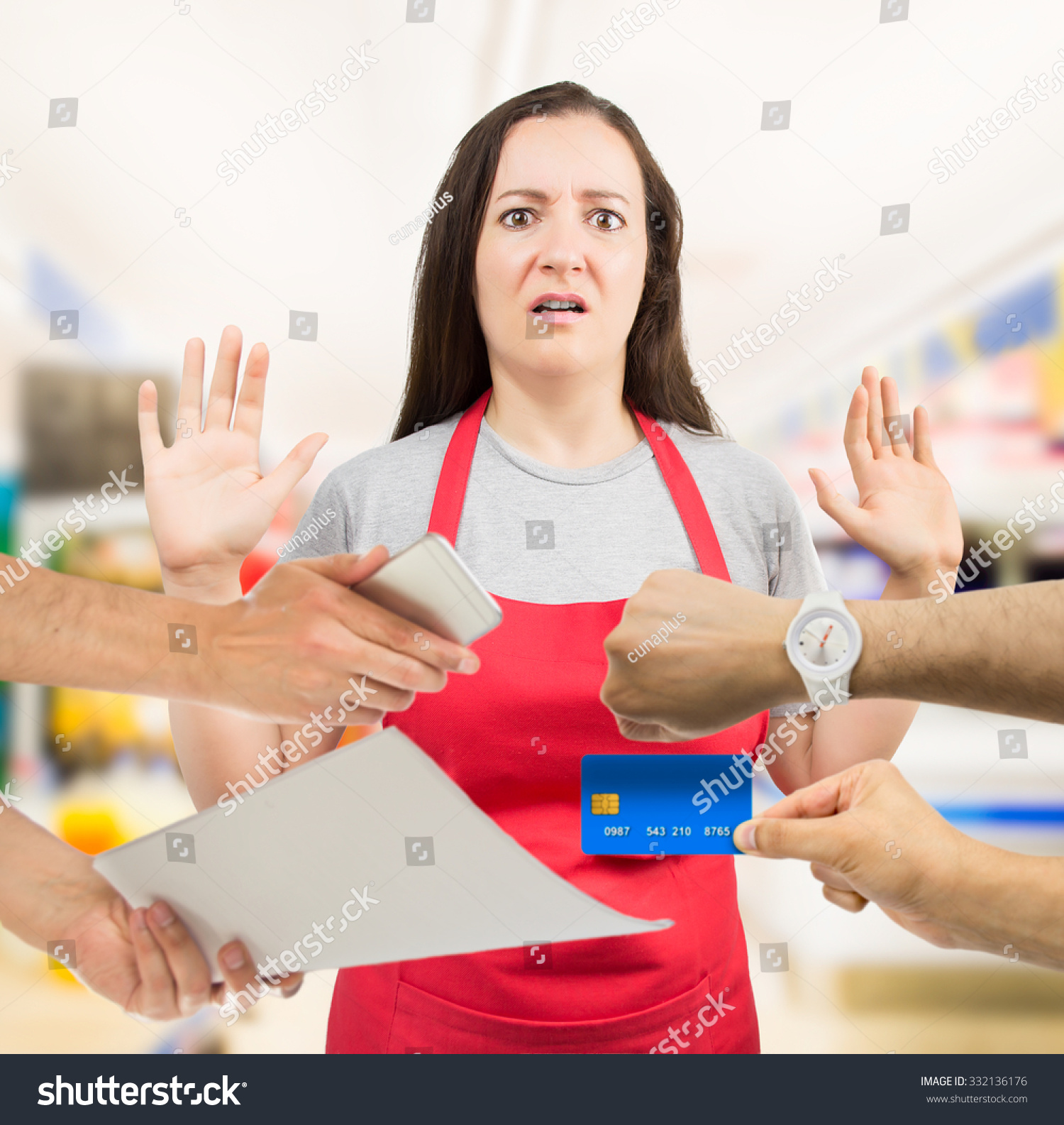 Saleswoman With Overworked At The Supermarket Stock Photo Shutterstock