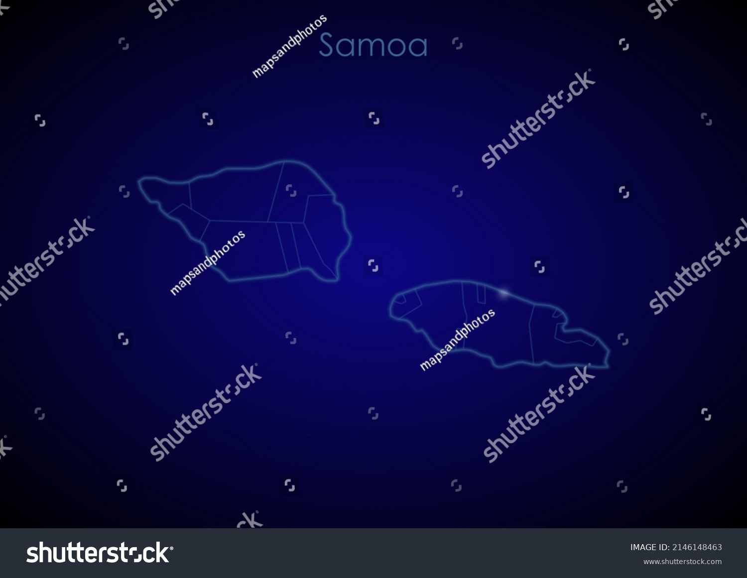 Samoa Concept Map Glowing Cities Network Stock Illustration