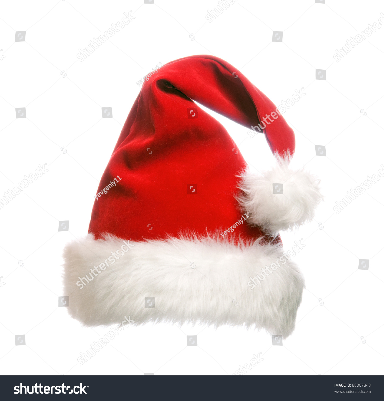 Santa Claus Red Hat. Isolated On White Stock Photo 88007848 : Shutterstock