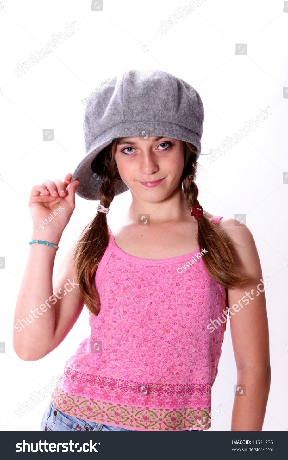 Sassy Teen Girl Wearing A Hat Stock Photo 14591275