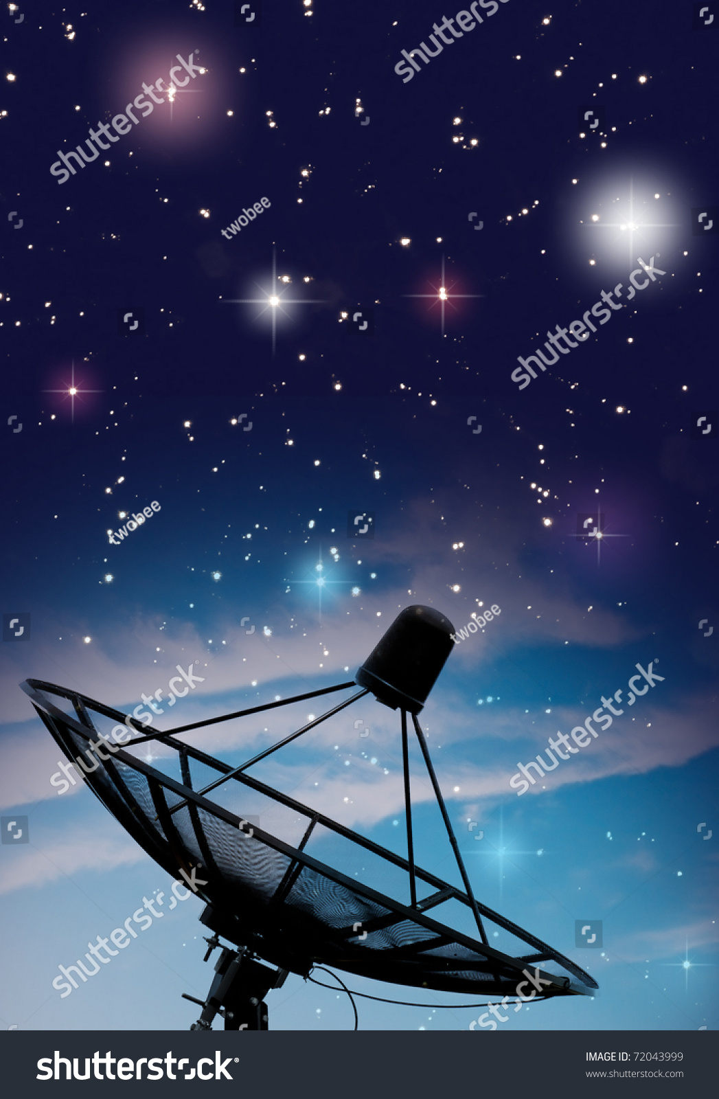 Satellite Dish Under Starry Night Sky Stock Photo 72043999 : Shutterstock