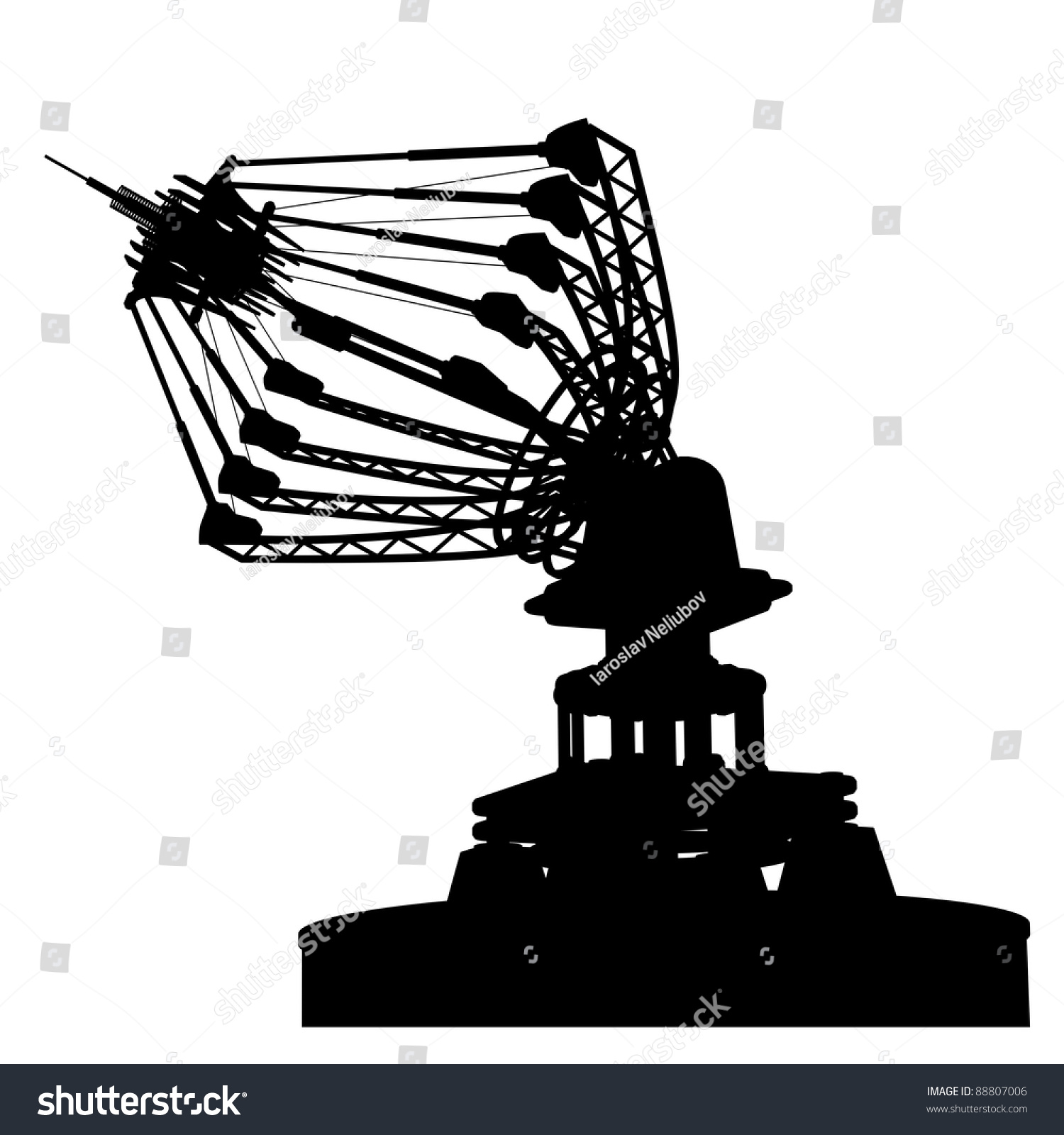 Satellite Dishes Antenna Doppler Radar Silhouette Isolated On White