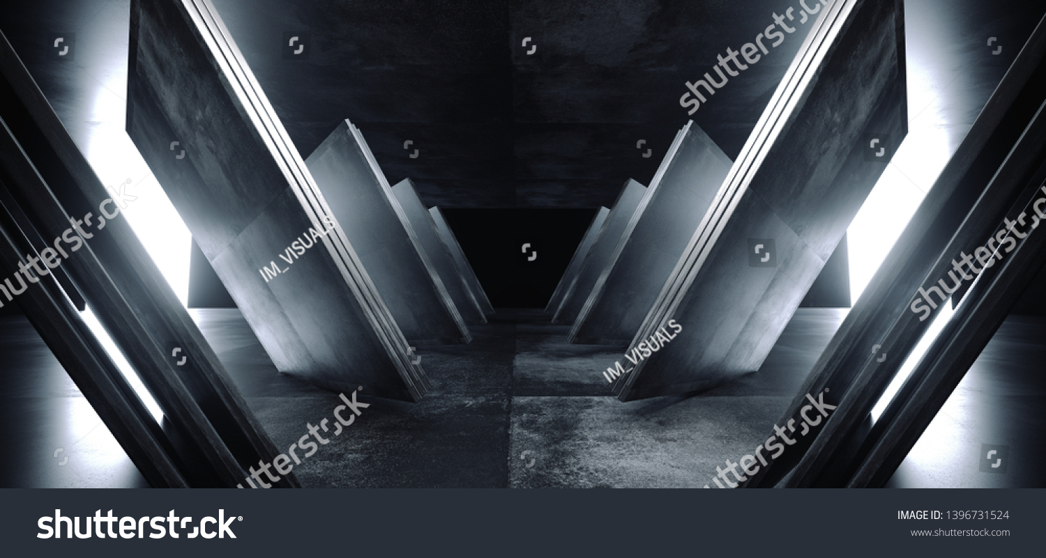 Sci Fi Futuristic Dark Concrete Grunge Stock Illustration