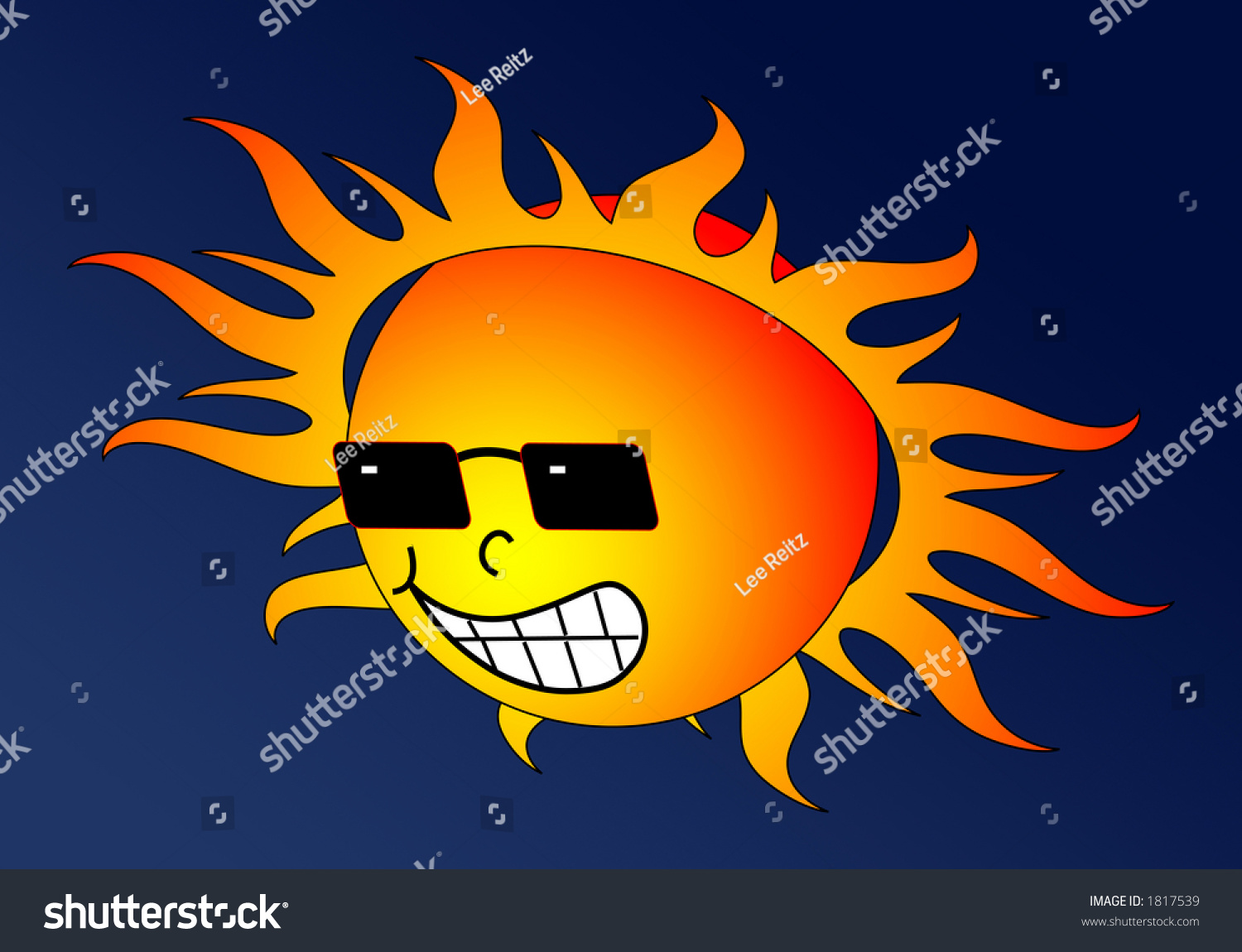 Scorching Sun Grinning Down With Dark Sunglasses Stock Photo 1817539