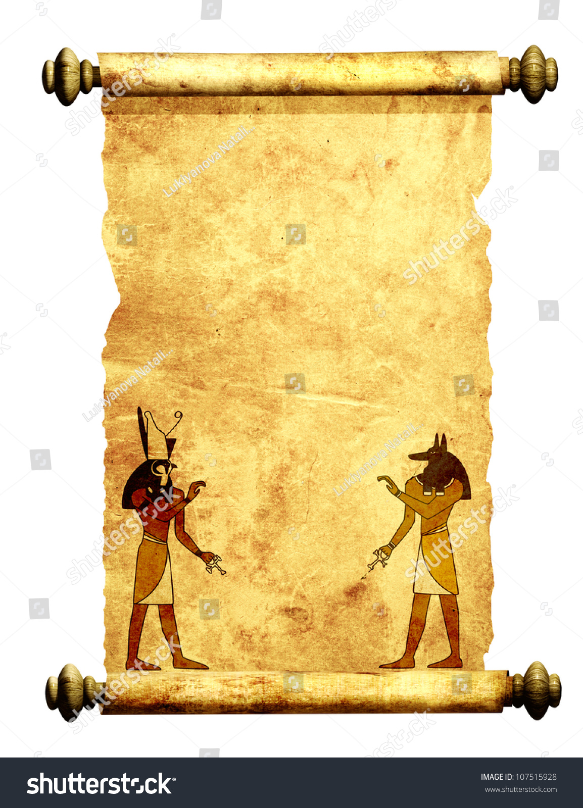 Scroll Egyptian Gods Images Anubis Horus Stock