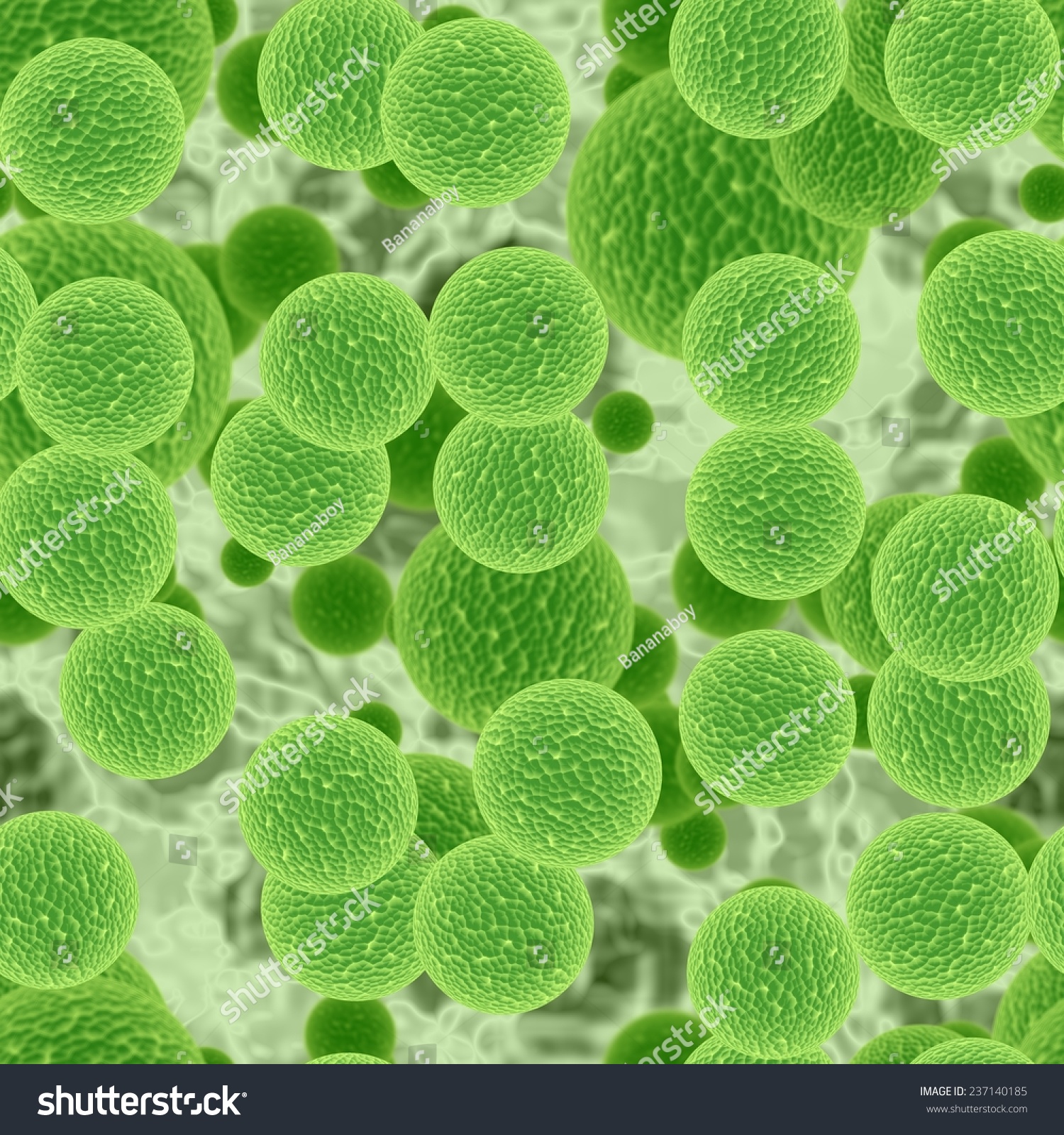 Seamless Abstract Green Globular Chlorophyll Cell Texture Illustration