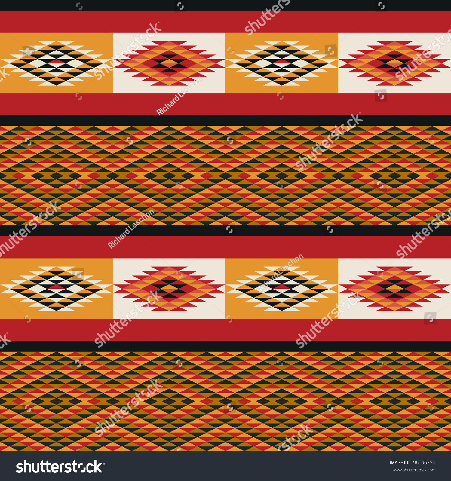 Seamless Texture Design Apache Motif Colors Stock Illustration